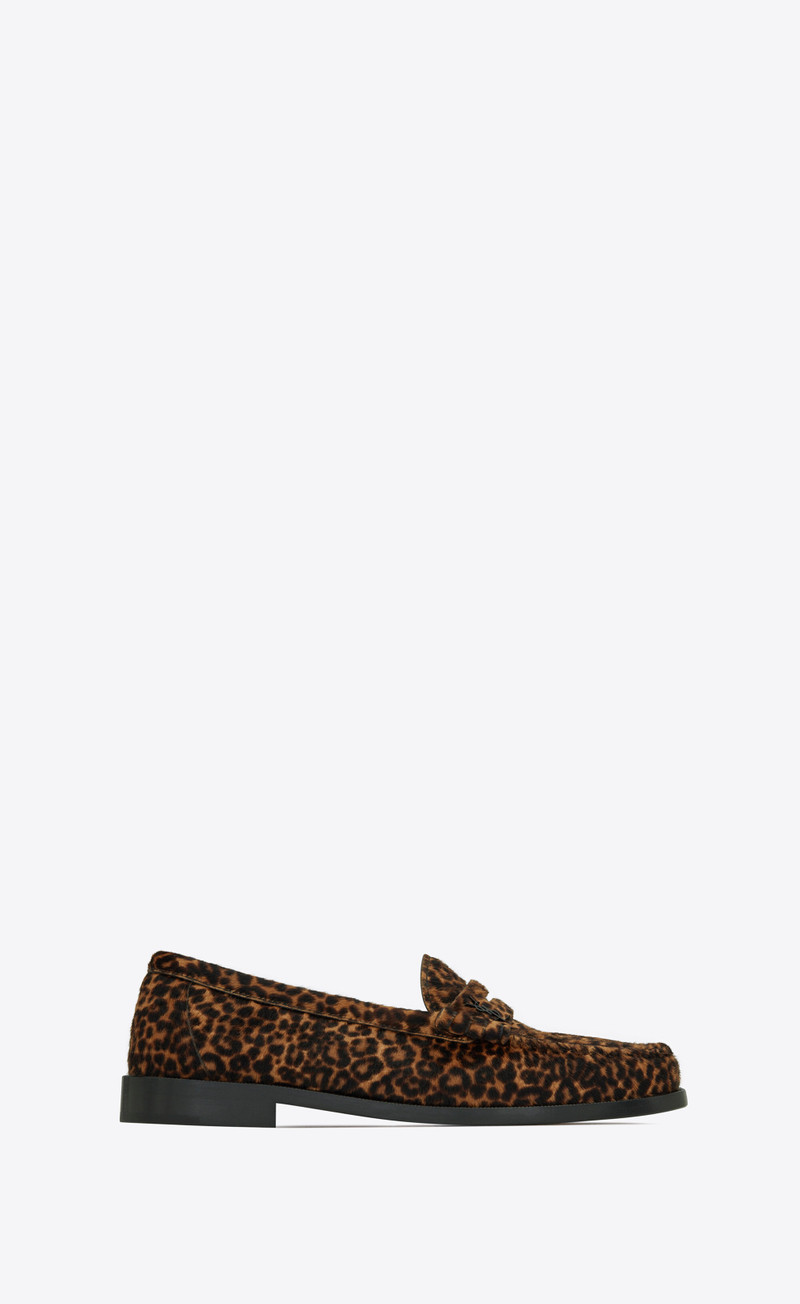 le loafer monogram penny slippers in leopard-print pony-effect leather - 1