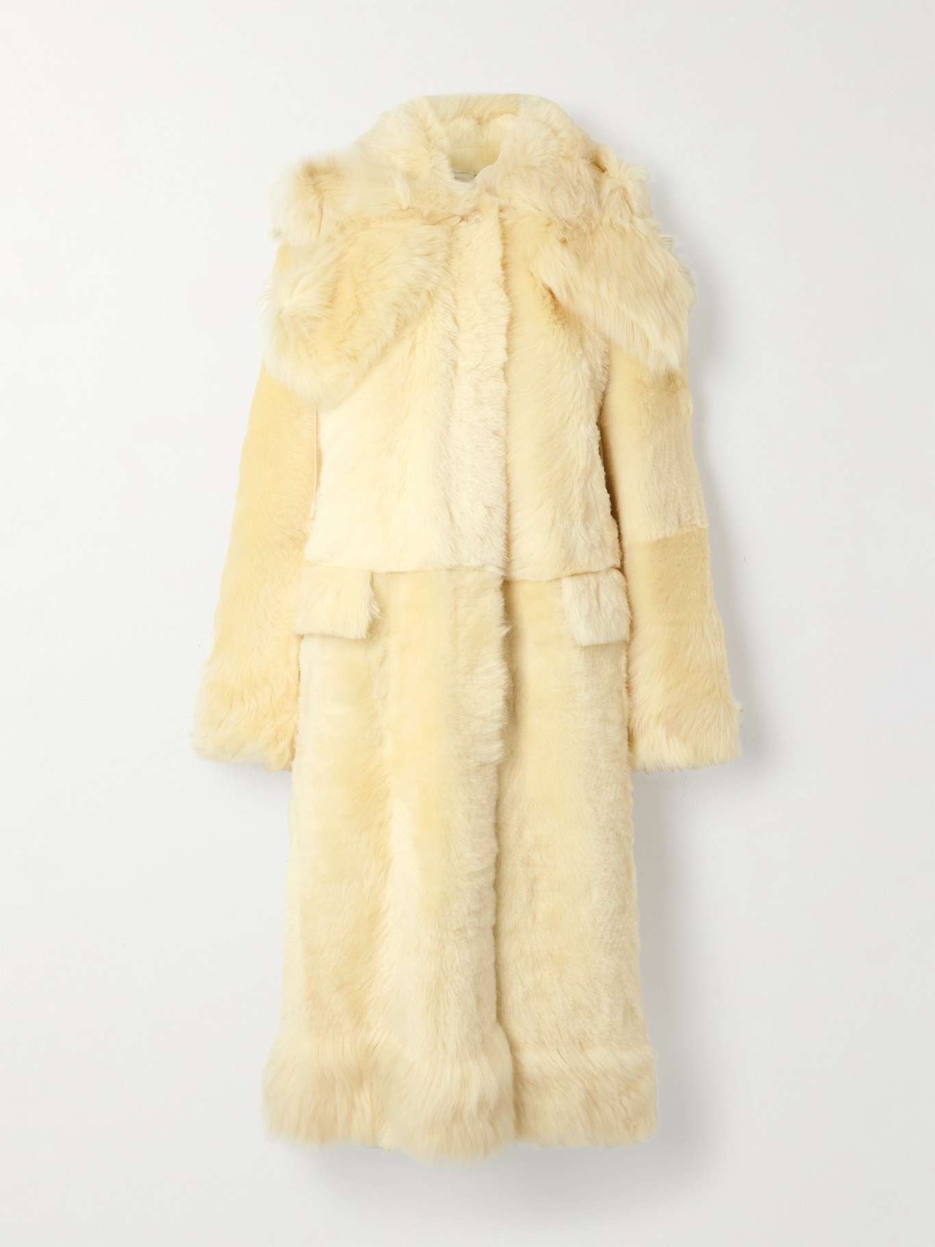 Fiona hooded paneled shearling coat - 1