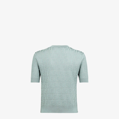 FENDI Light blue cotton and viscose sweater outlook