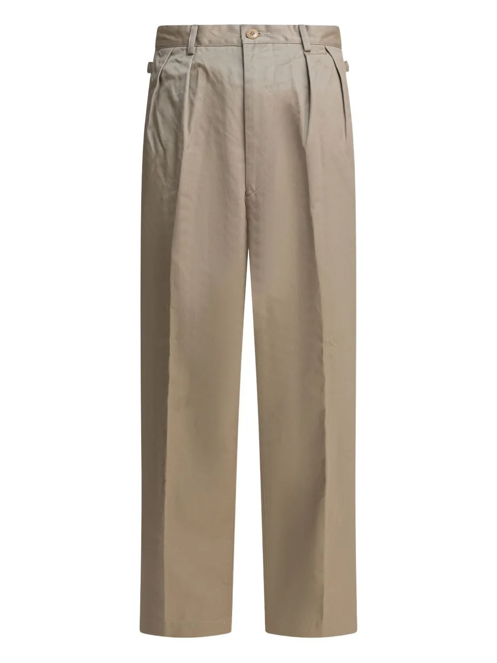 pleated cotton straight-leg trousers - 1