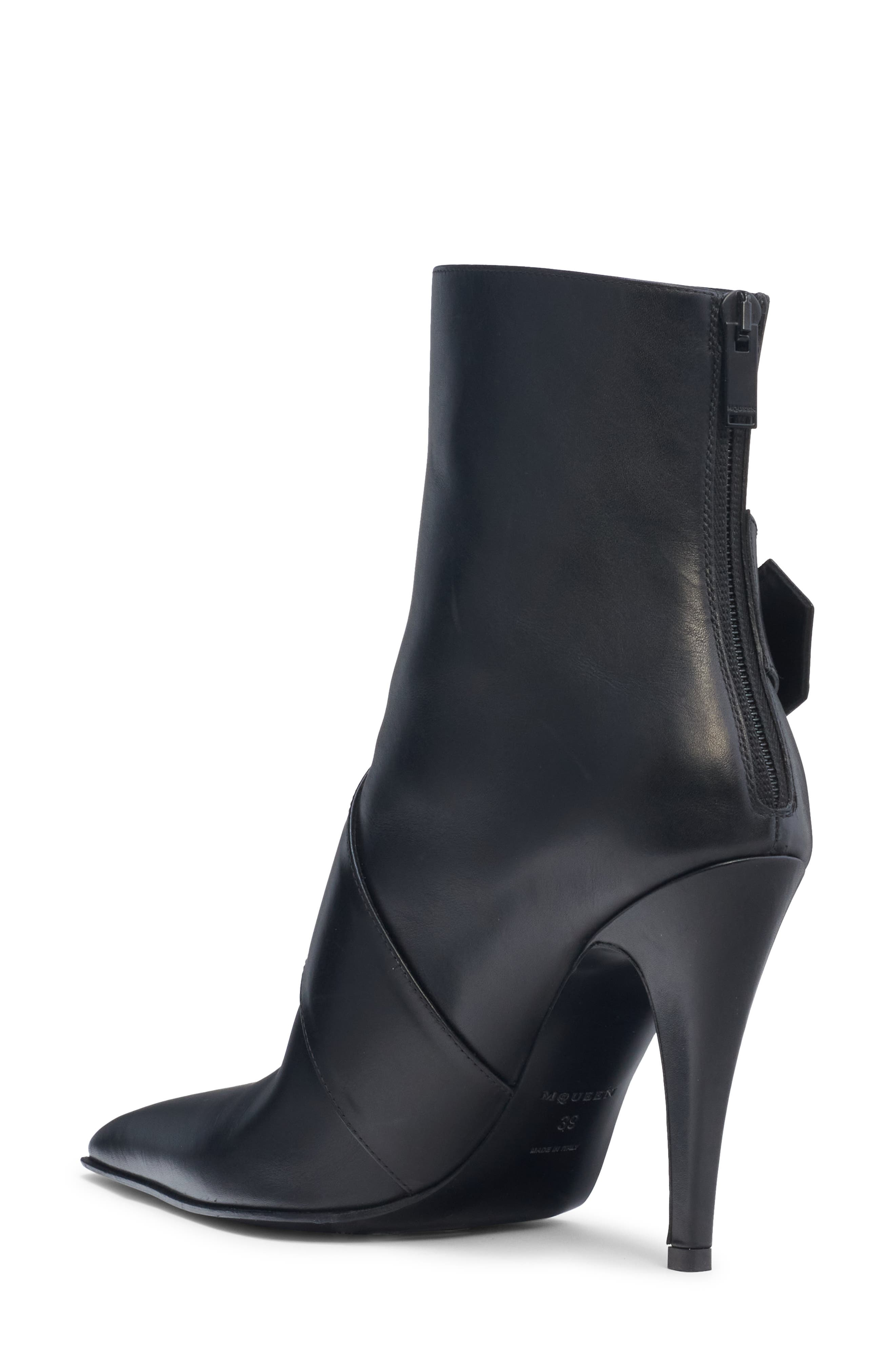 McQueen Heron Pointed Toe Bootie in Black/Silver at Nordstrom - 2