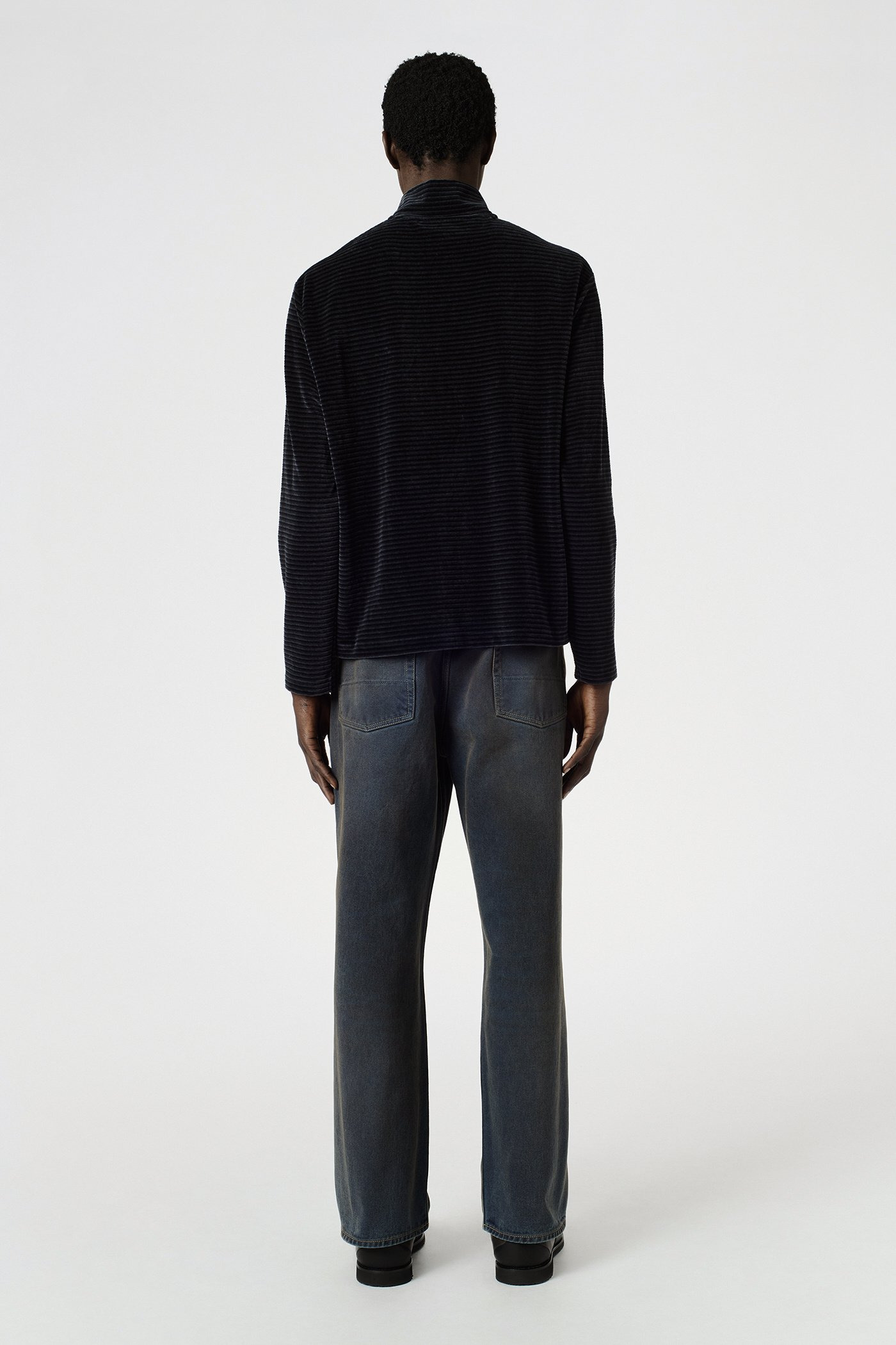 Shrunken Fullzip Polo Phantom Stripe Velour - 7