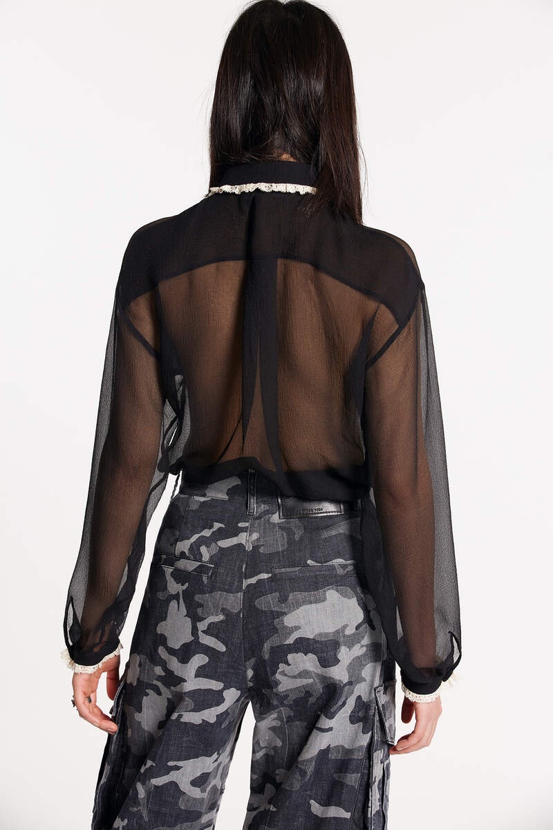 SILKY LACE TRIMMED SHIRT - 2