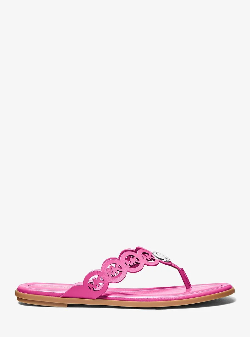 Janie Perforated Logo Leather Sandal - 1