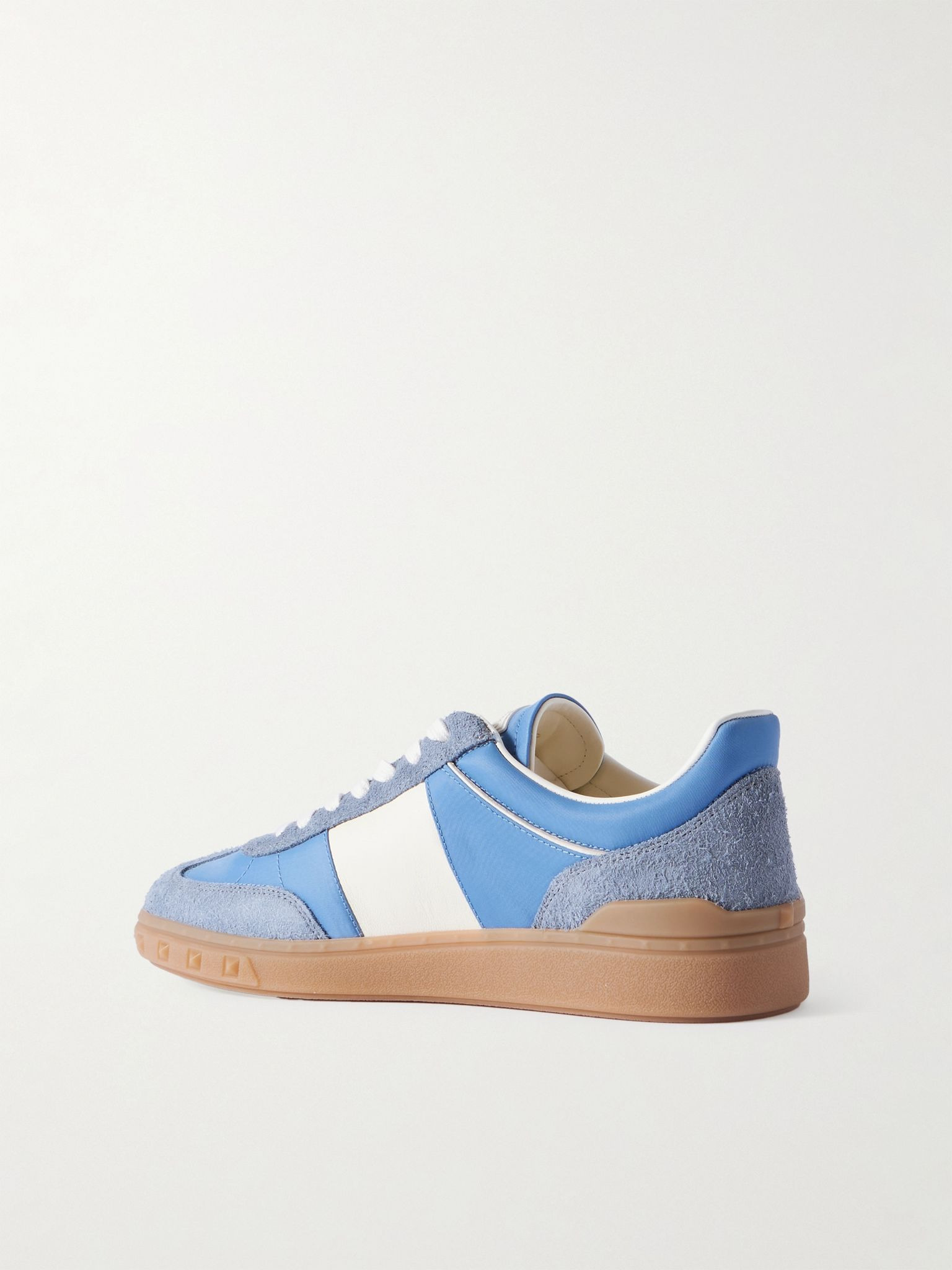 Upvillage Leather and Suede-Trimmed Twill Sneakers Blue - 4