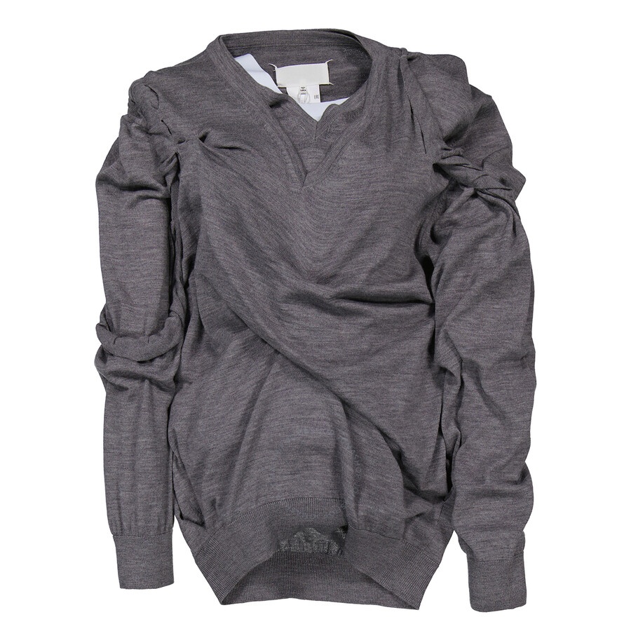 Maison Margiela Ladies V-neck Ruched Jumper, Size Large - 5