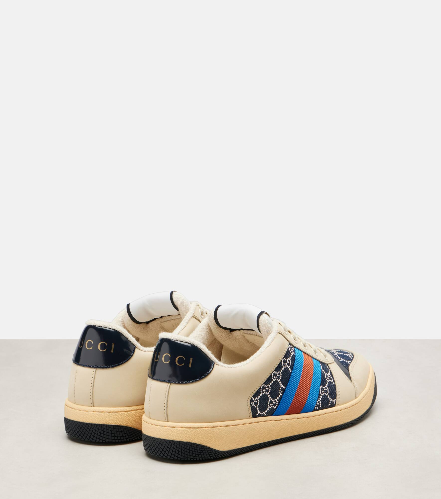 Screener GG leather-trimmed denim sneakers - 2