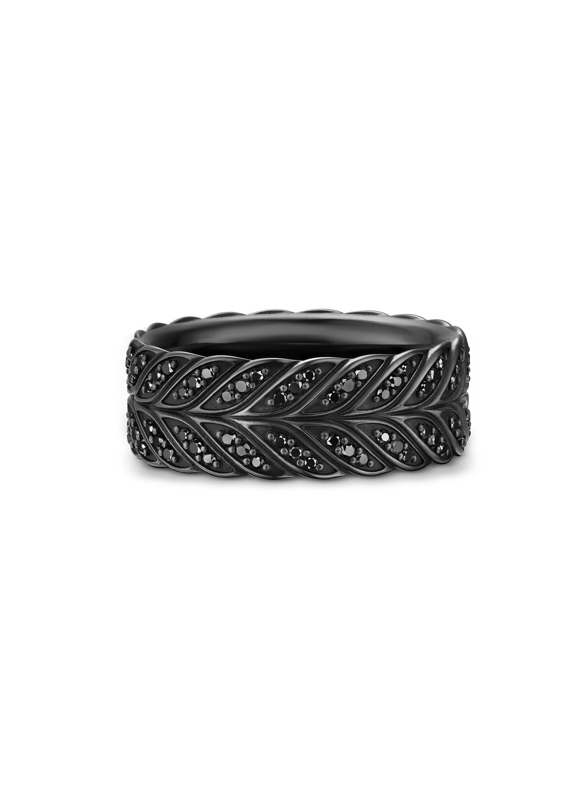 Men's Chevron Pavé Band Ring in Black Titanium, 9MM - Black Diamond - 1