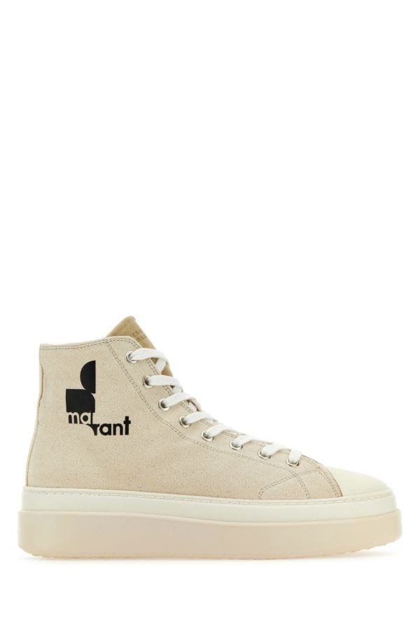 Isabel Marant Woman Melange Ivory Canvas Austen High Sneakers - 1