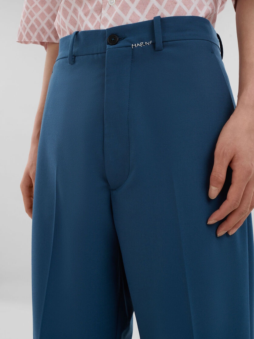 BLUE WOOL TROUSERS WITH MARNI MENDING LOGO - 4