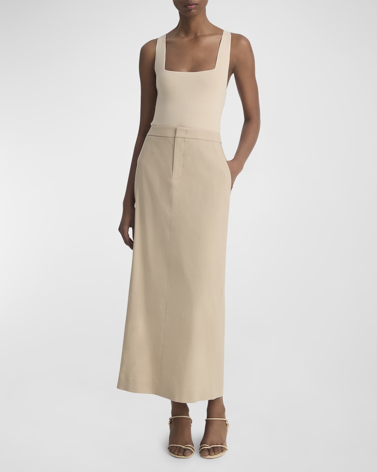 Mid-Rise Linen-Blend Maxi Skirt - 2