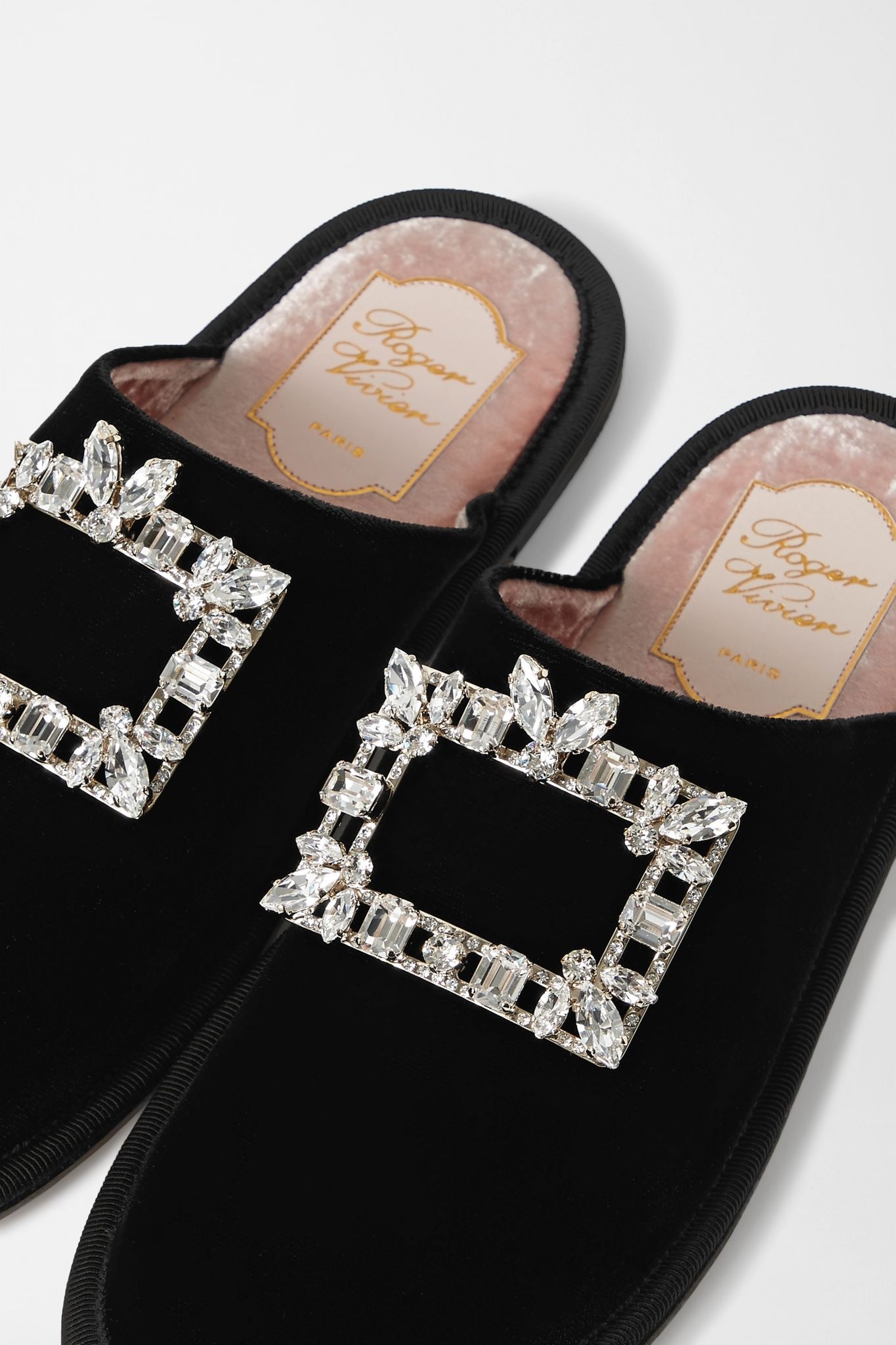 Hotel Vivier crystal-embellished velvet slippers - 4