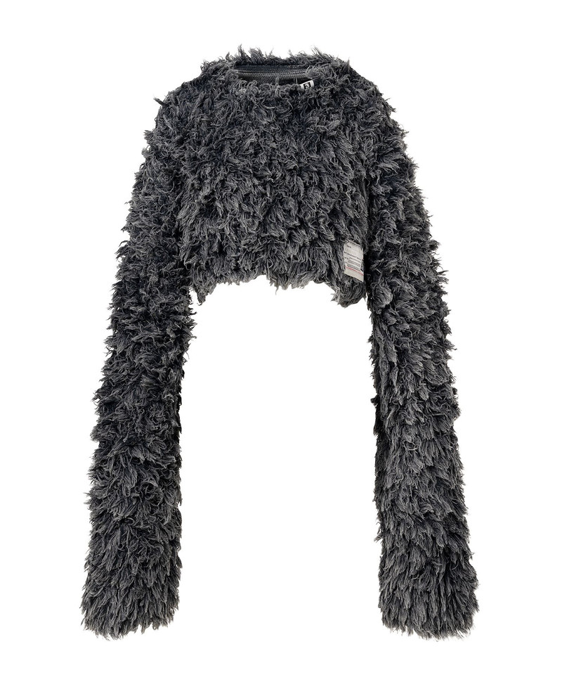 Bleached Shaggy Cropped Knit Sweater 15