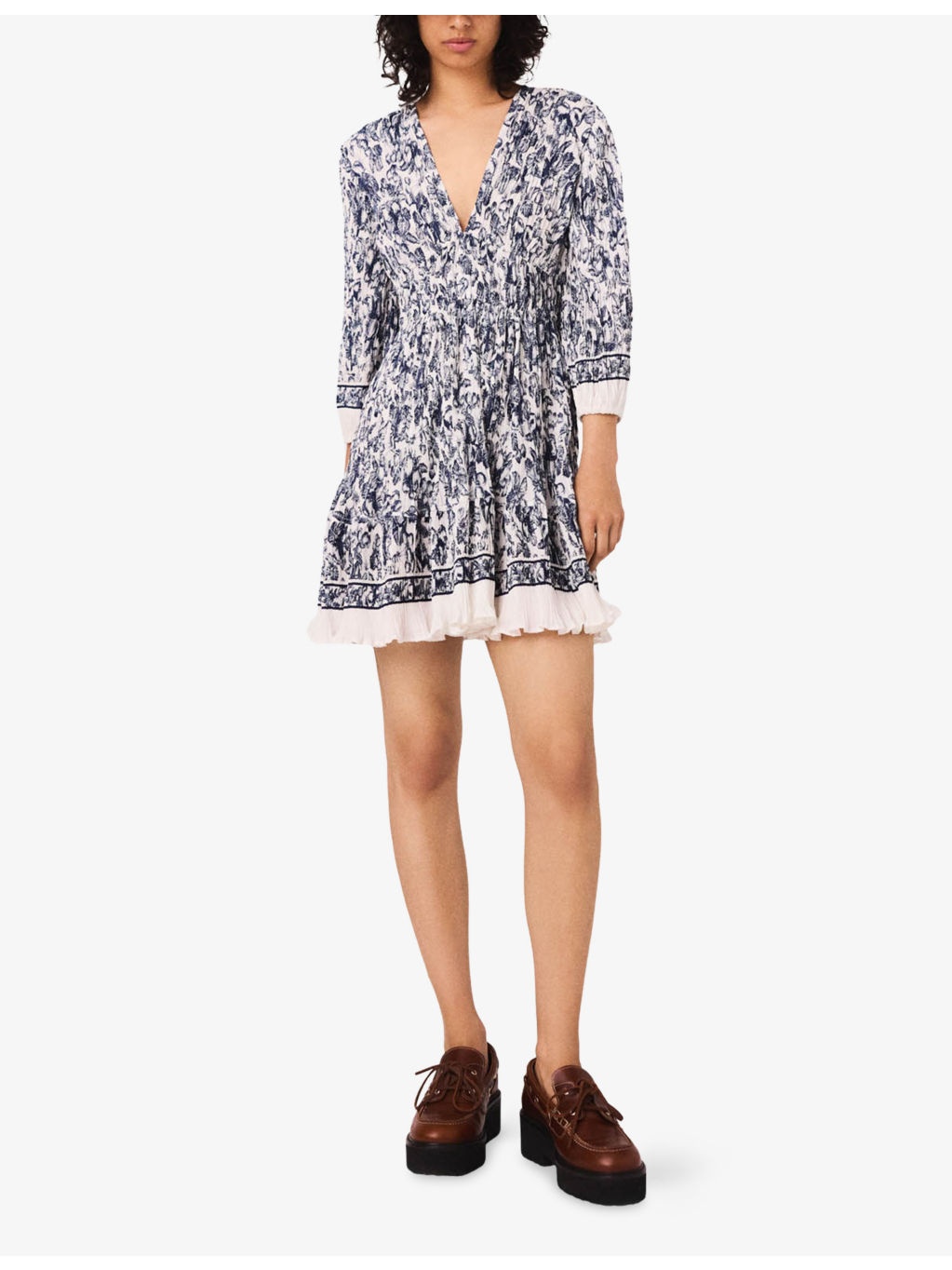 Fruit-Print Elasticated-Waist Pleated Woven Mini Dress - 2