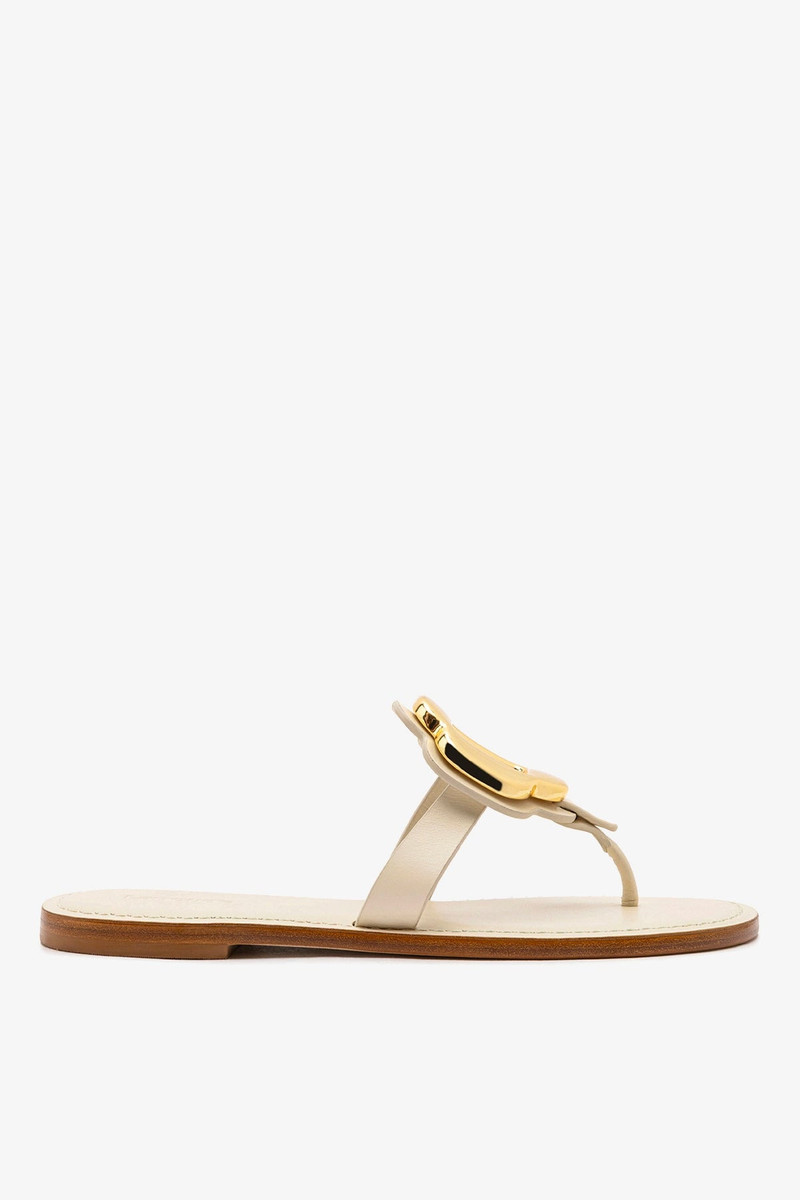 Margherita Thong Sandal In Ivory Leather 1
