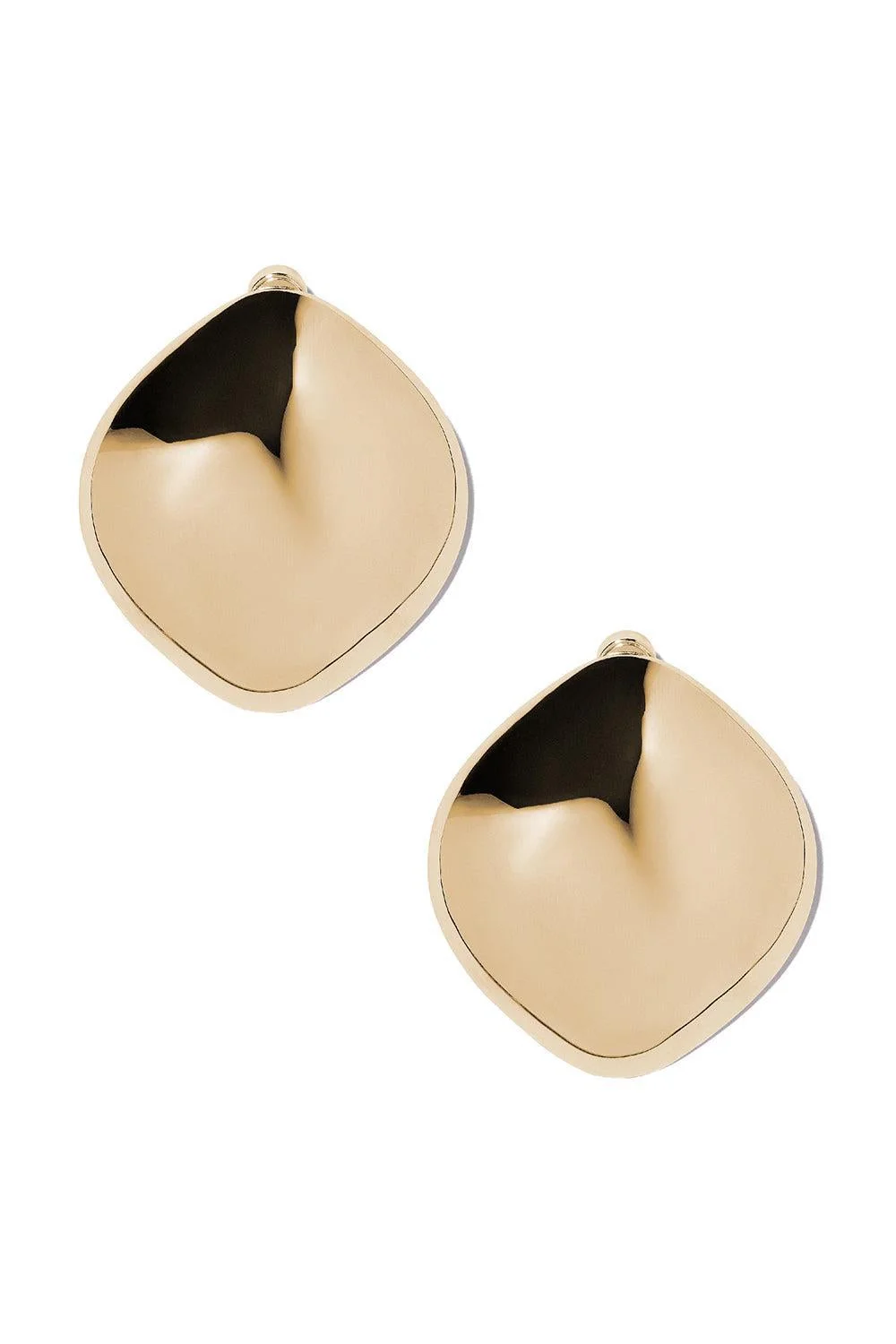 Puffy Cushion Earrings - Yellow Gold - 1