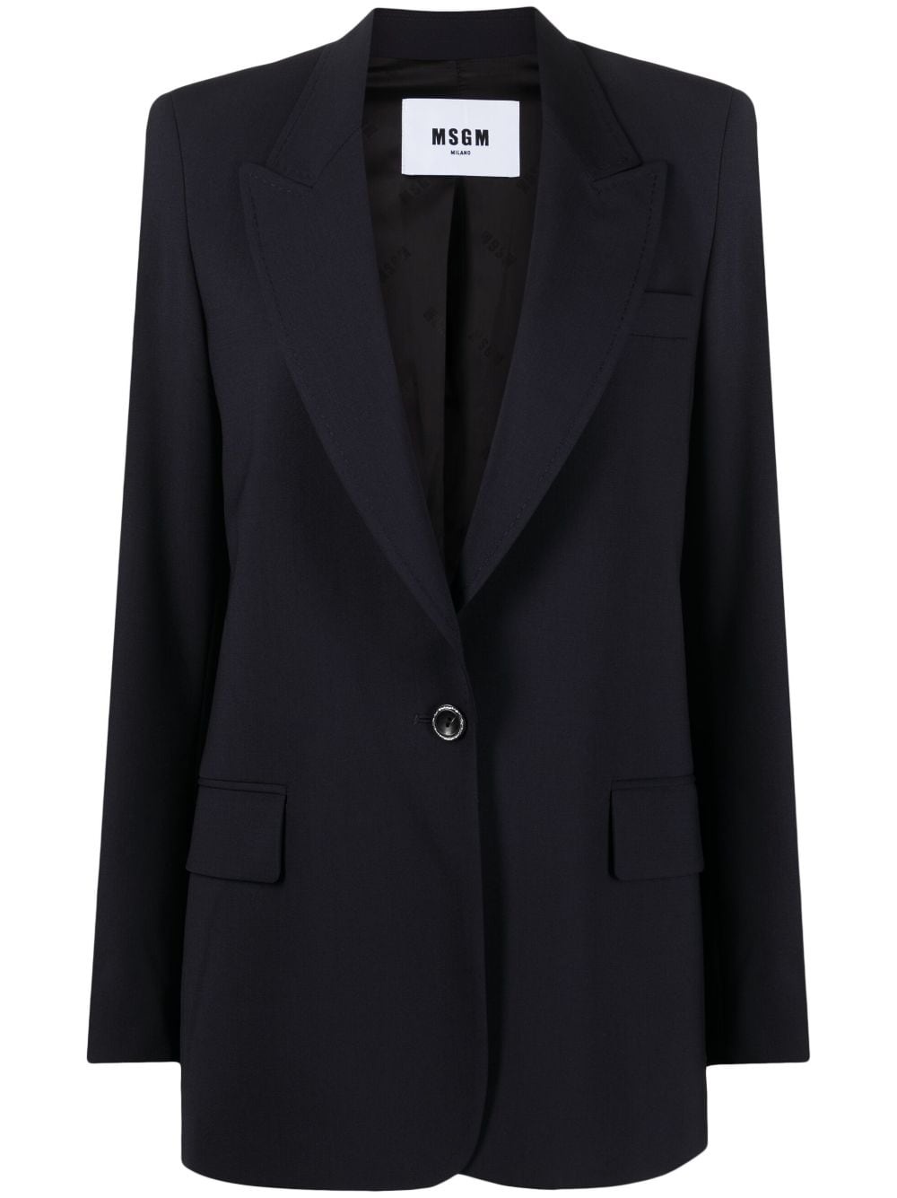 single-breasted wool-blend blazer - 1