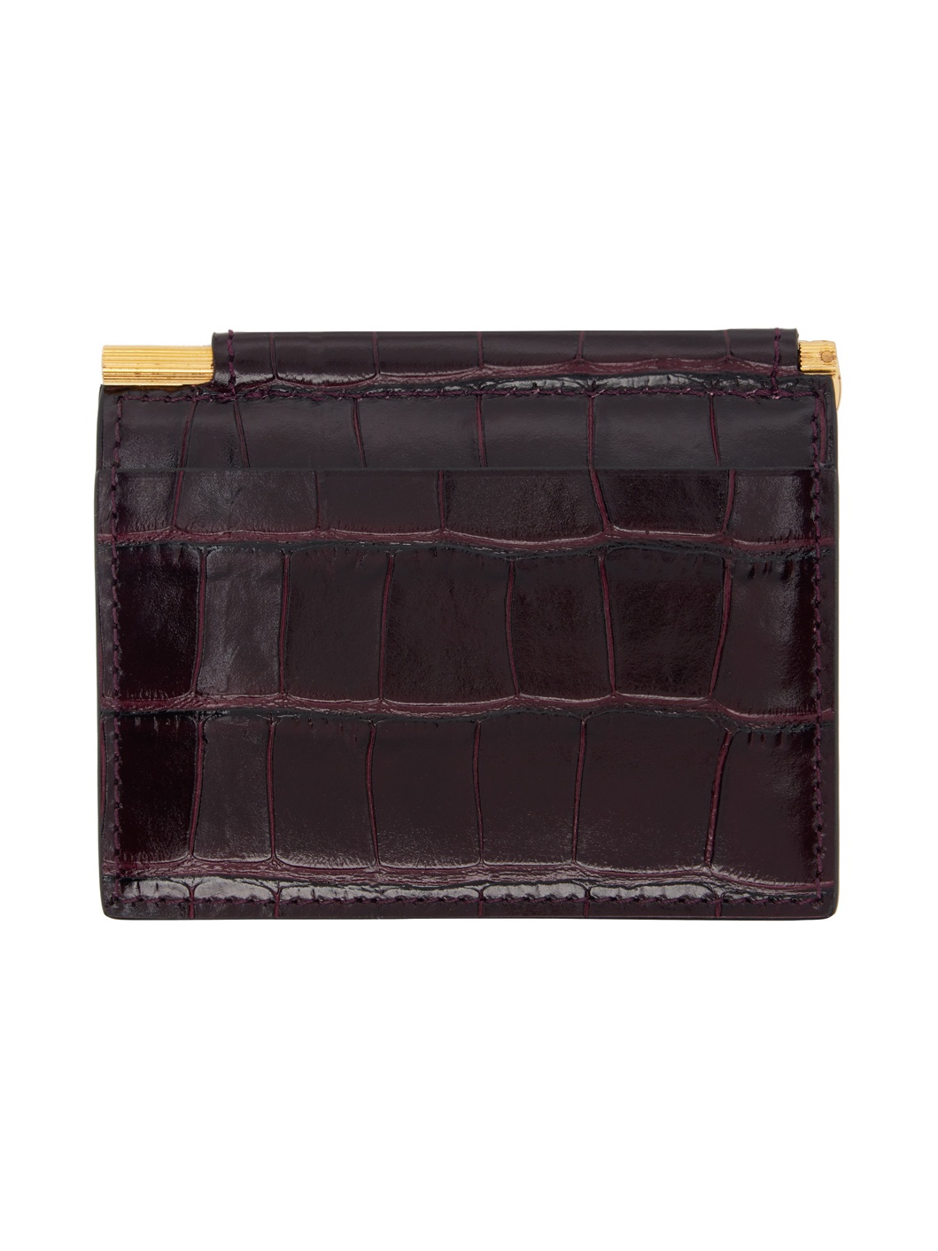 Burgundy Shiny Croc Folding Money Clip Card Holder - 2