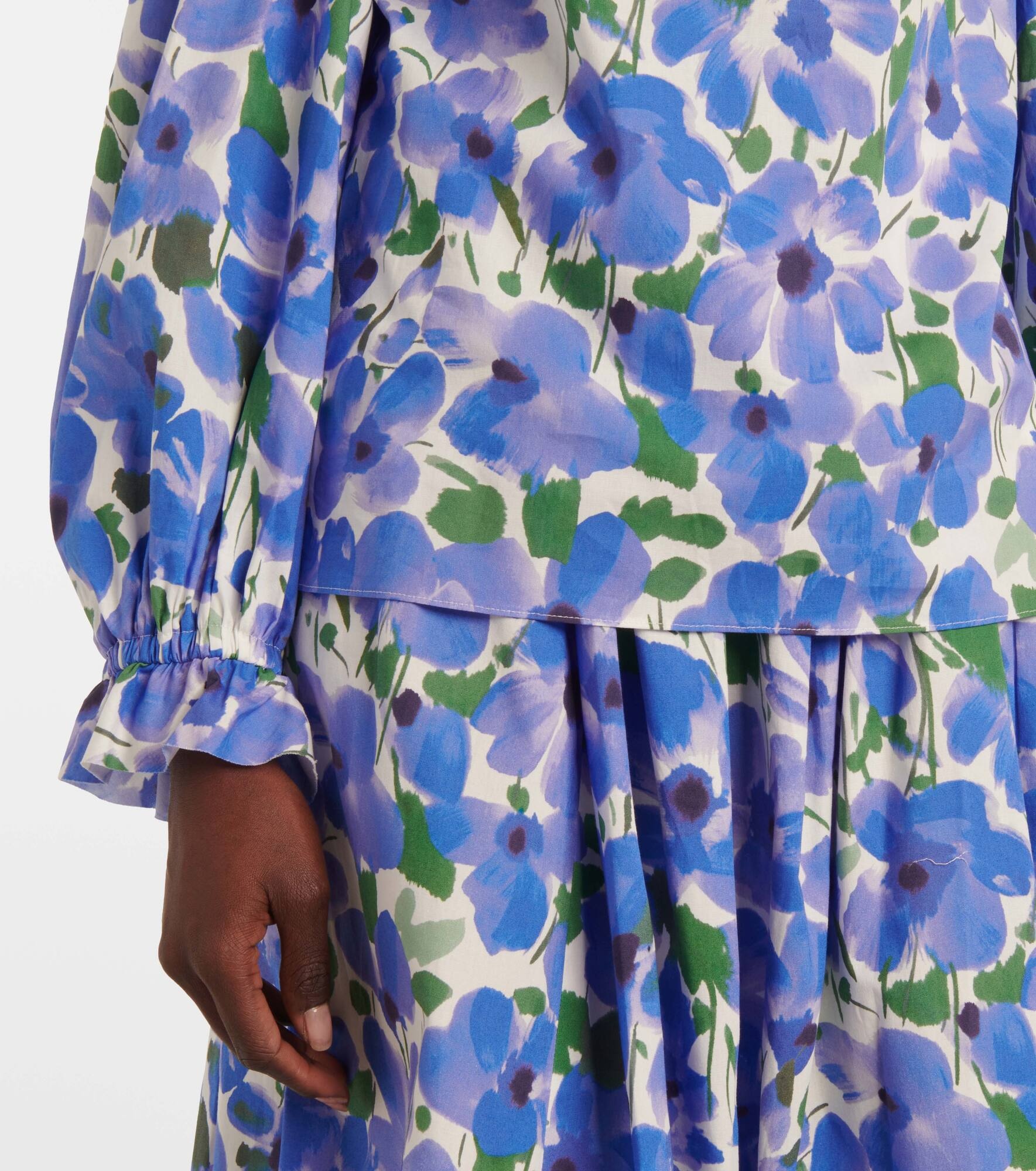 Floral off-shoulder cotton-blend top - 6
