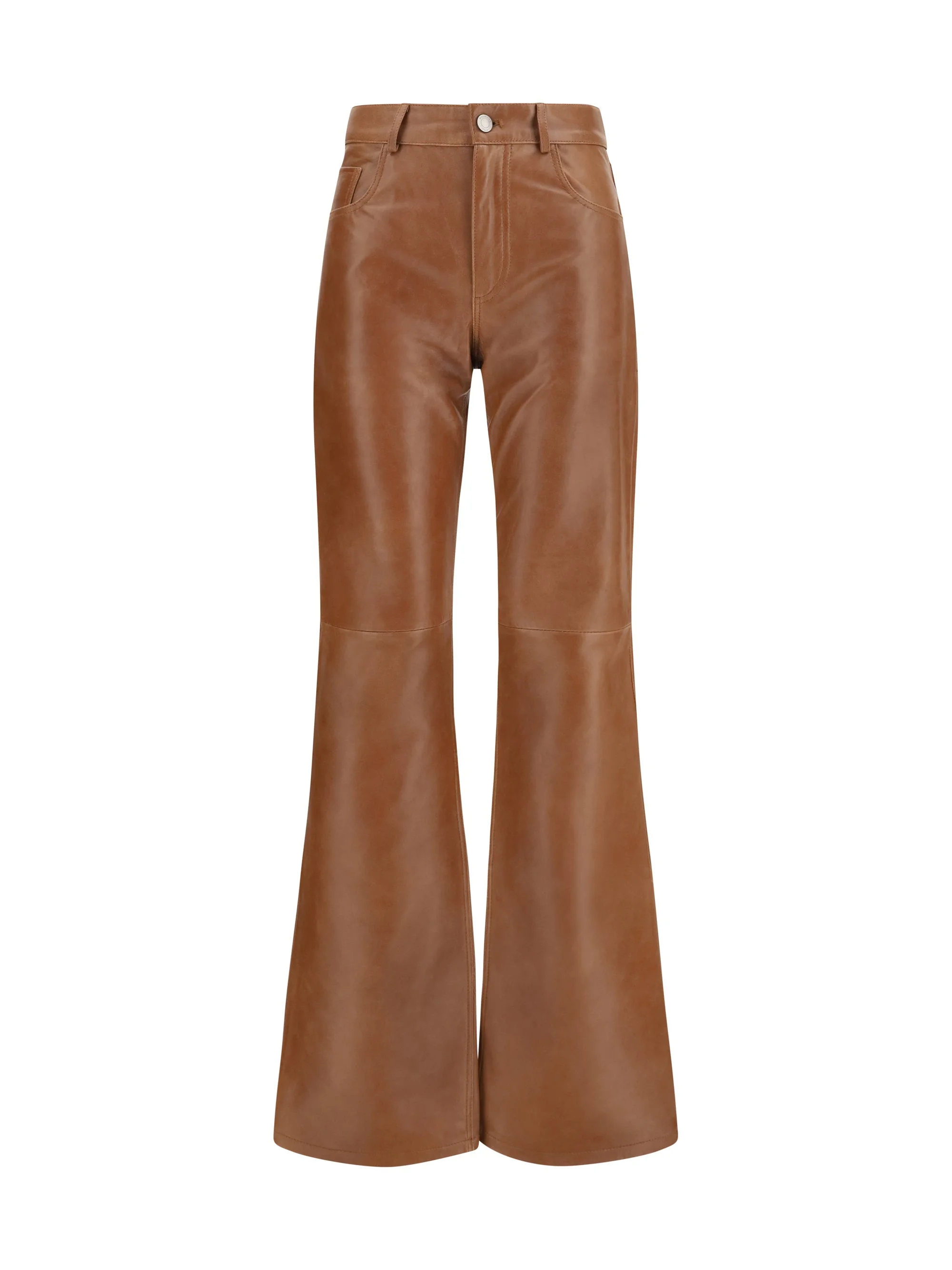 Haikure Flora Flared Leather Pants Tan - 1