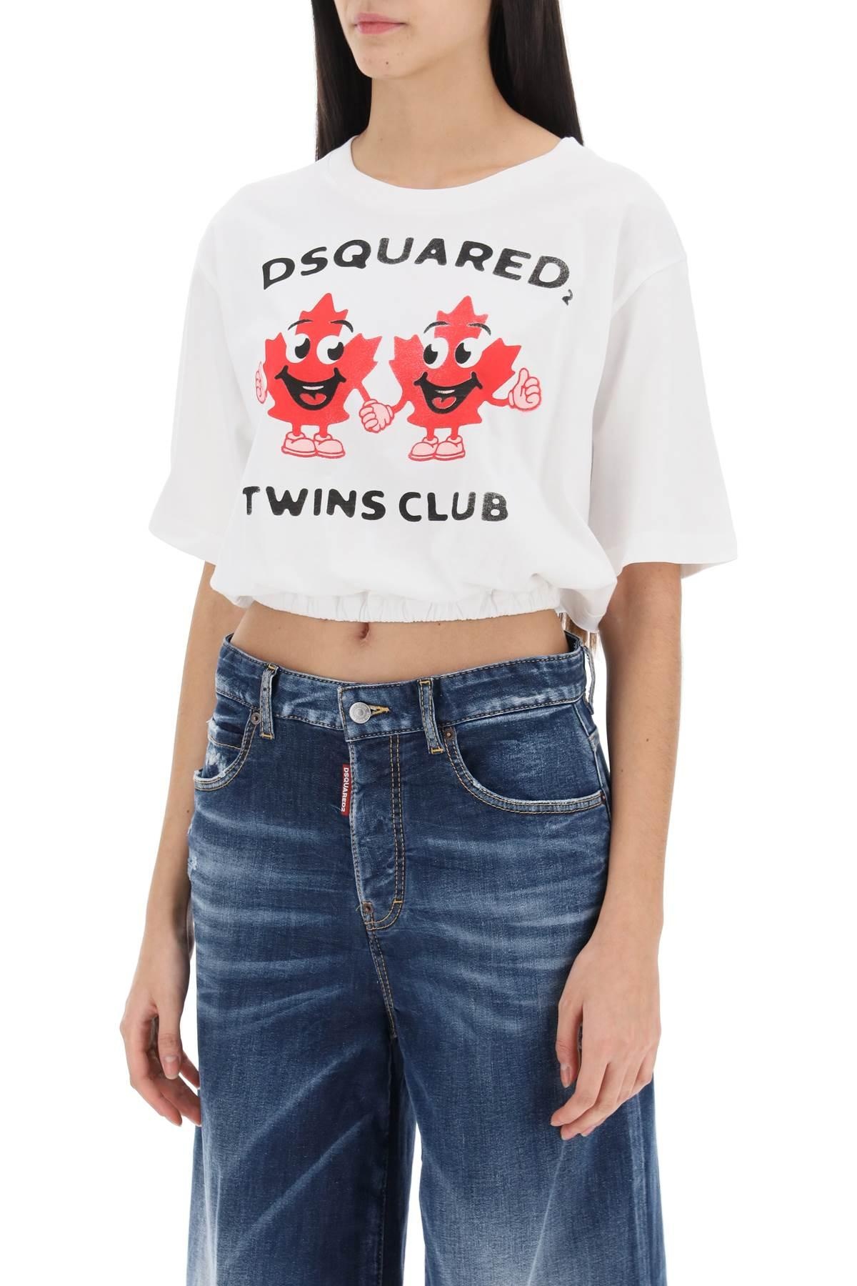 Cropped T-shirt with Twins Club print - 5