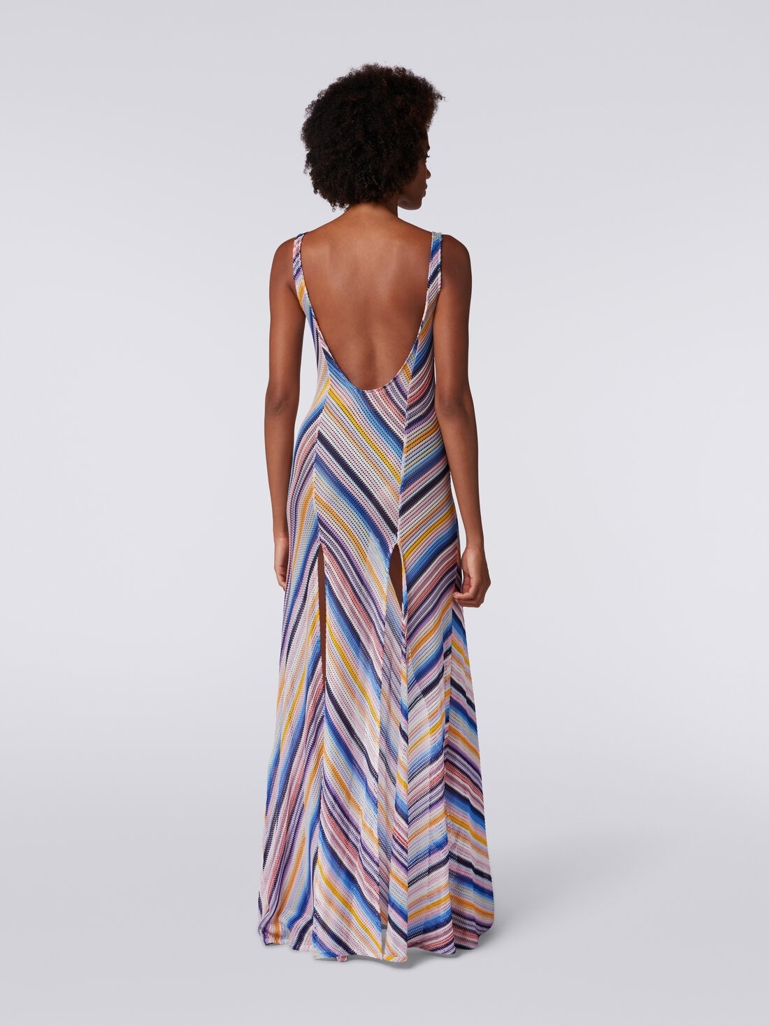Missoni Long cover up dress in striped crochet with slits