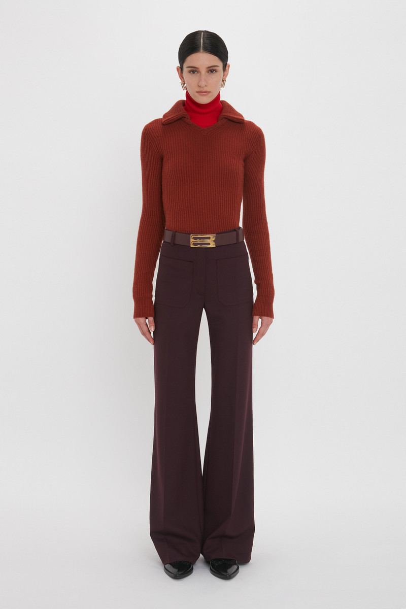 Victoria Beckham Double Collared Jumper In Russet outlook