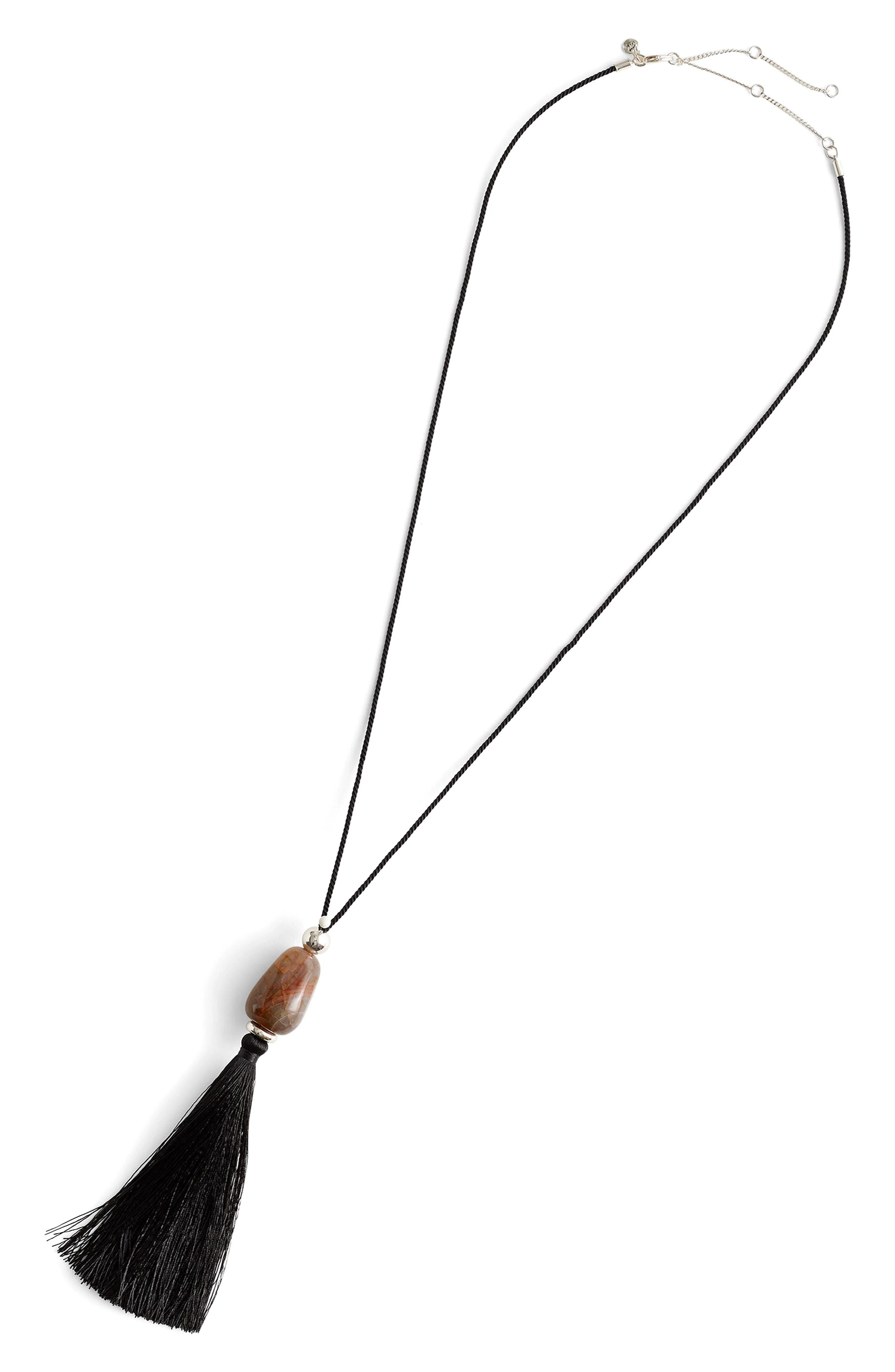 Madewell Semiprecious Stone Tassel Long Necklace in True Black at Nordstrom - 1