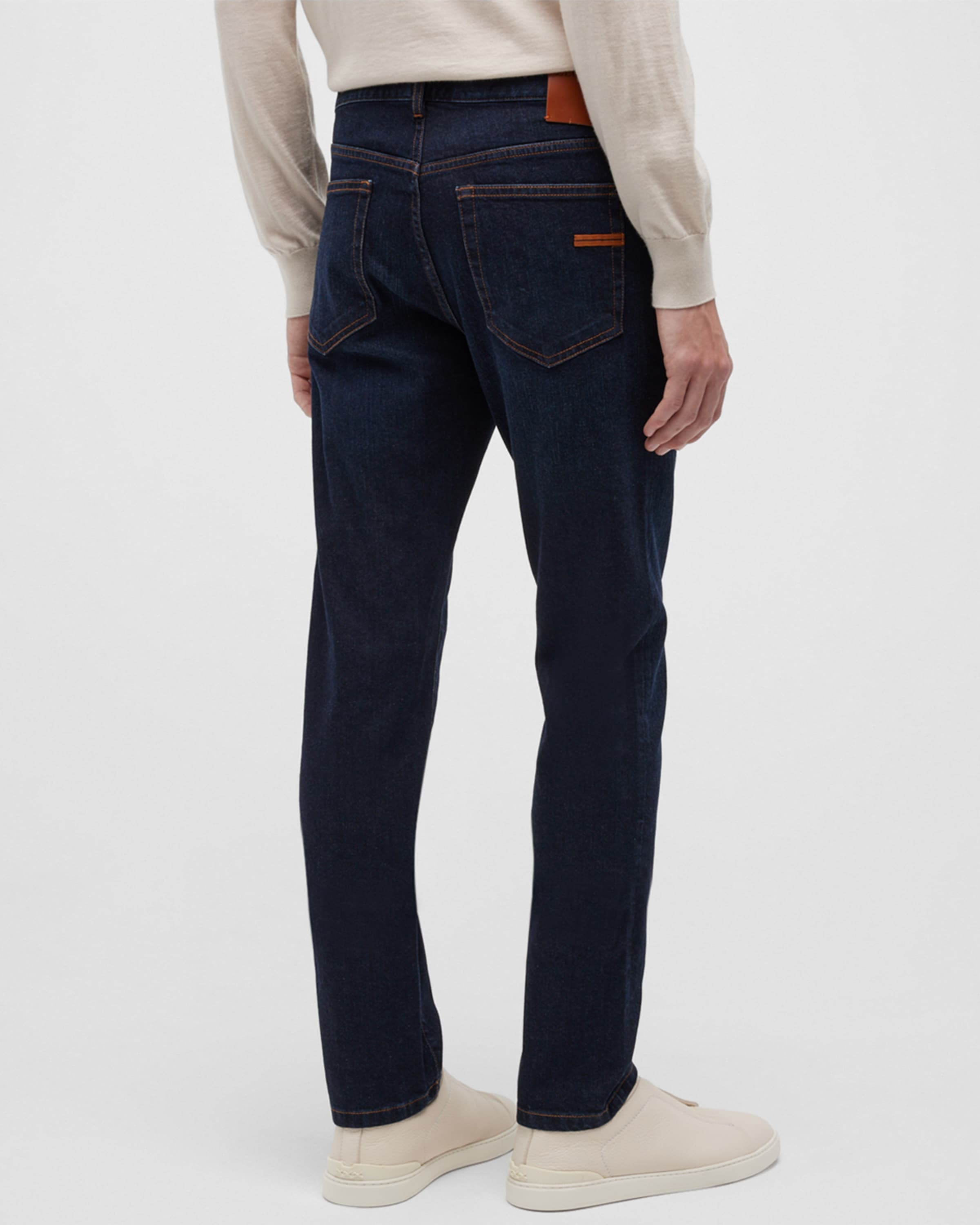 Men's 5-Pocket Dark Wash Denim Jeans - 4