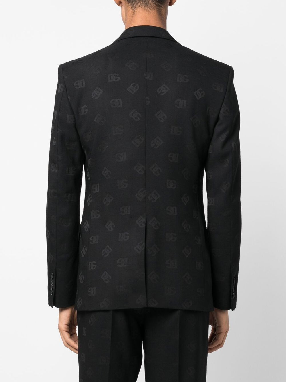 logo-jacquard single-breasted blazer - 4