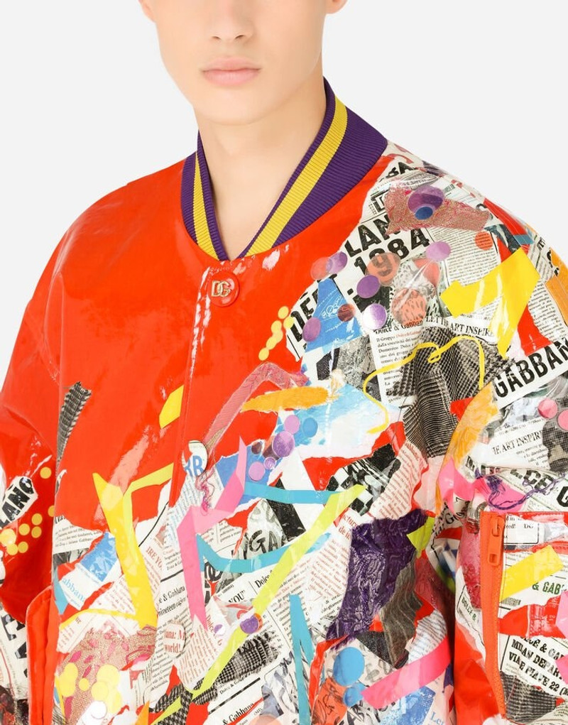 Jacket with newspaper patchwork print 5