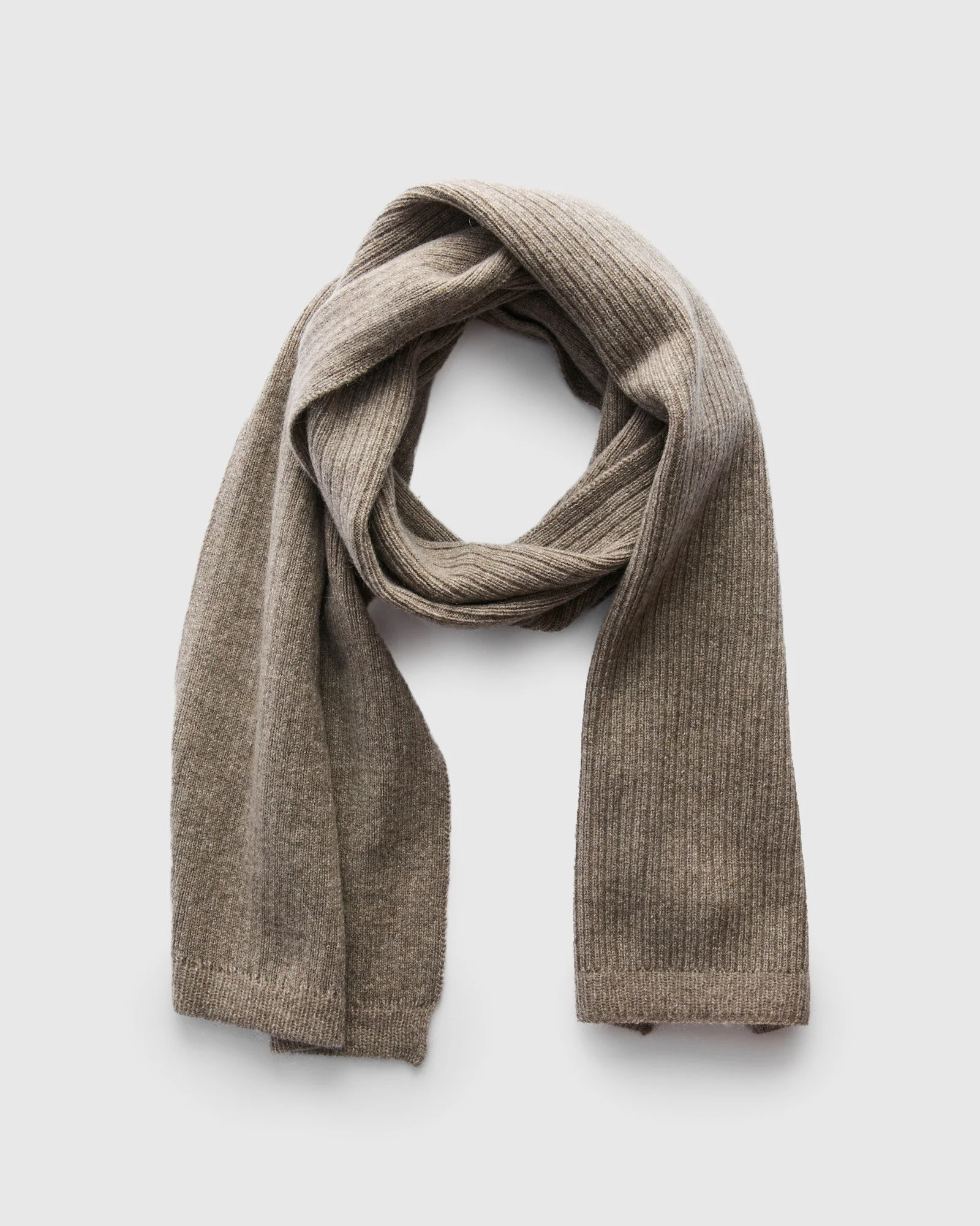 Yak Cashmere Mix Ribbed Scarf in Oatmeal - 1