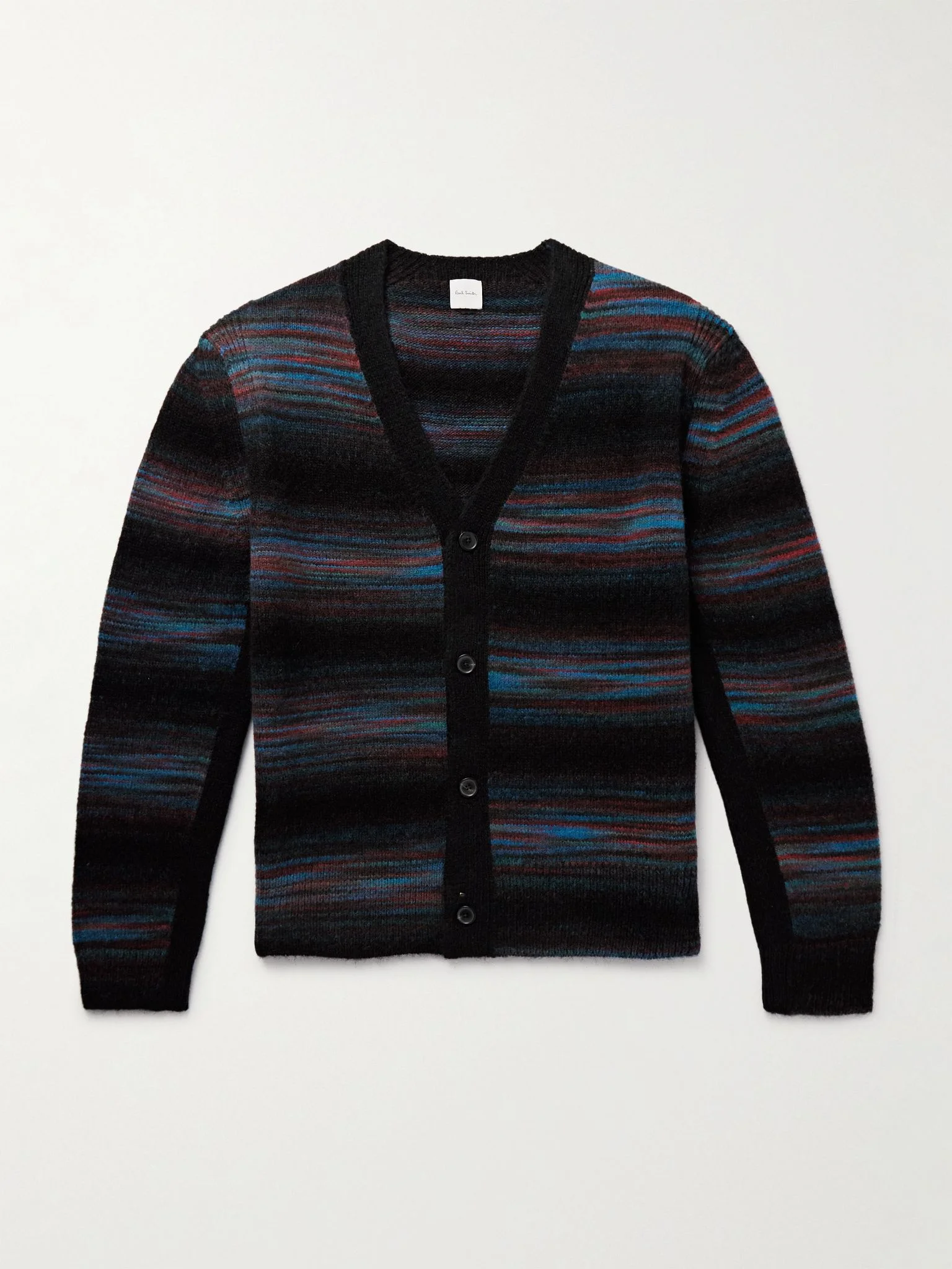 Striped Knitted Cardigan Black - 1