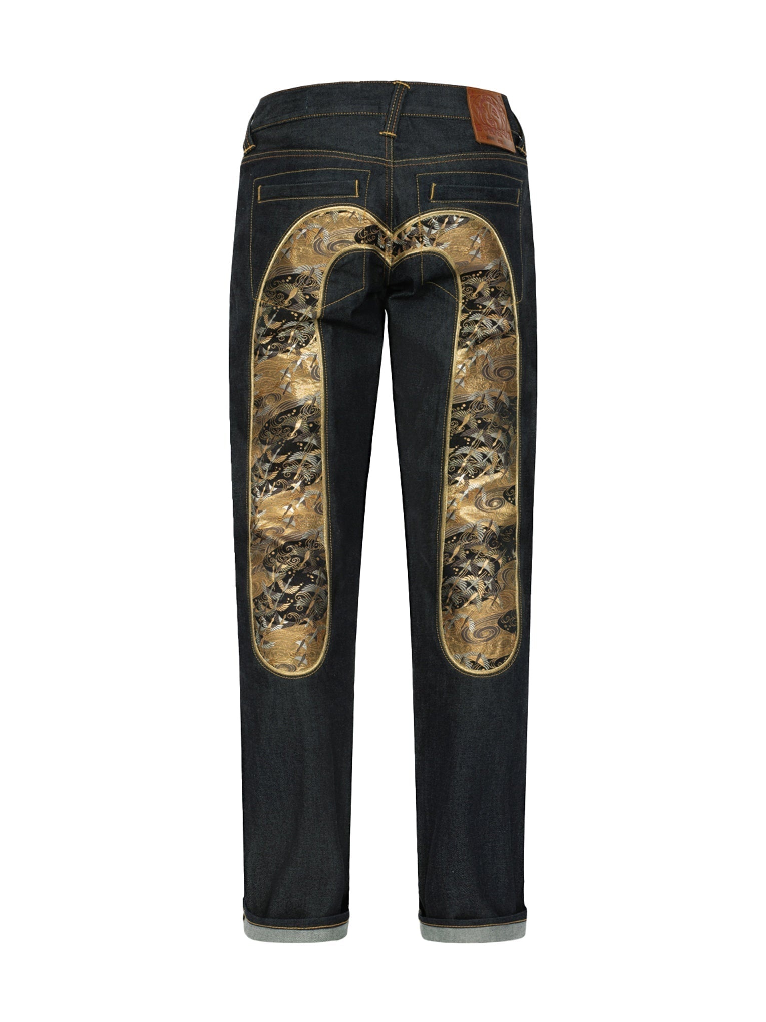 Crane Embrodiery Brocade Daicock Regular Straight Fit Jeans #2008 - 15