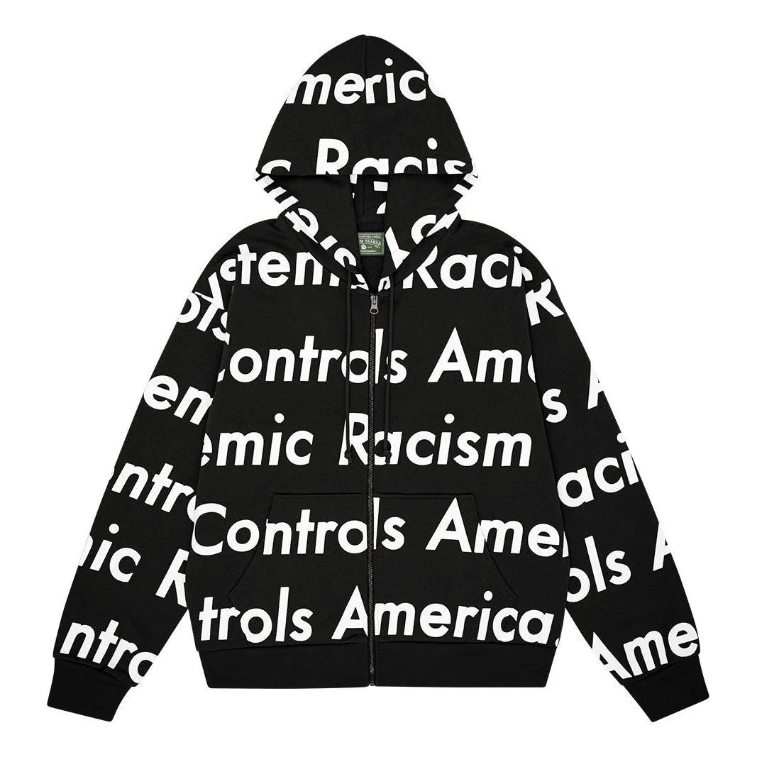 Denim Tears x Arthur Jafa SS24 Systemic Racism Controls America Zip Up 'Black White' 014-006-123 - 1