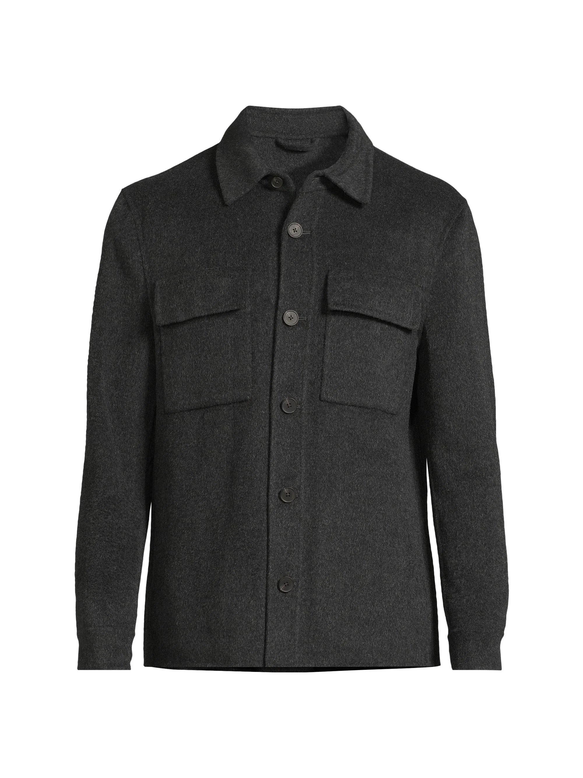Men's Net Wool-Blend Overshirt - Charcoal Grey - 1