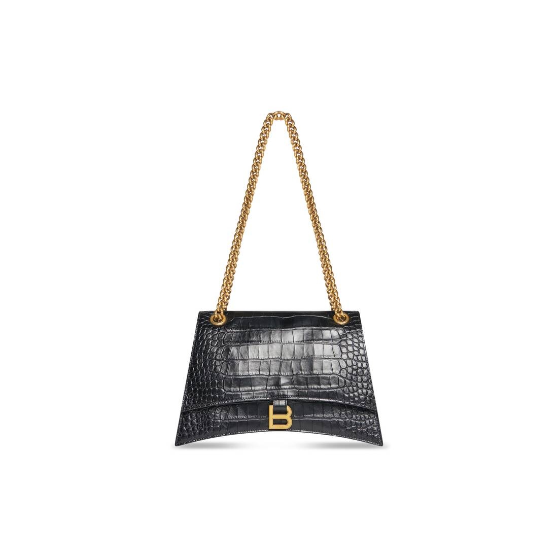 Women's Crush Medium Chain Bag Crocodile Embossed in Black - 1