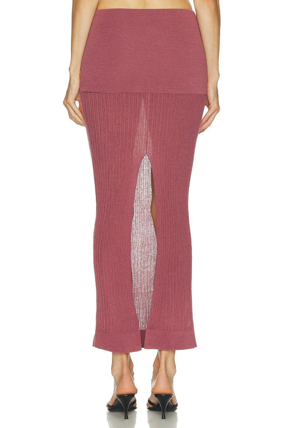 Sheer Knit Fold Over Maxi Skirt - 4