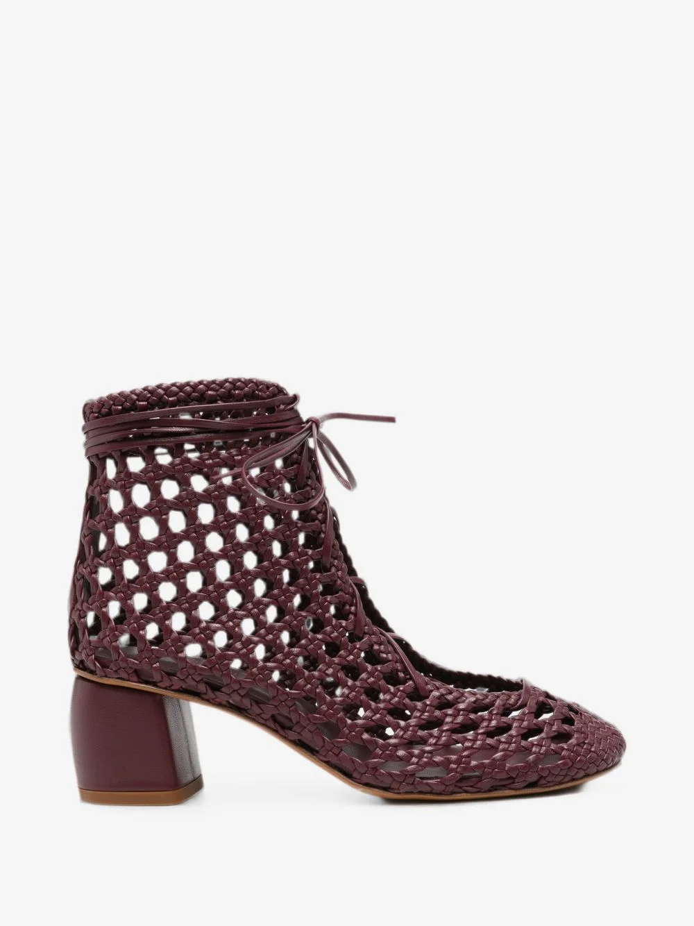 woven lace-up ankle boots - 1