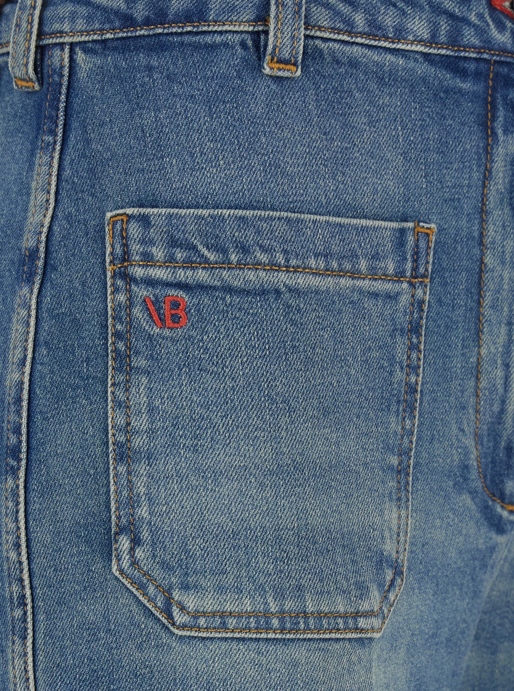 Victoria Beckham Women 'Alina' Blue Jeans With Belt Loops And Logo Embroidery On The Pocket In Denim - 3