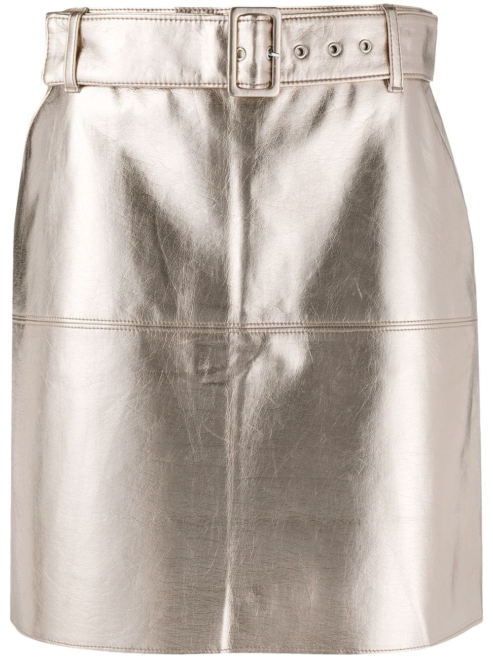 belted metallic mini skirt - 1