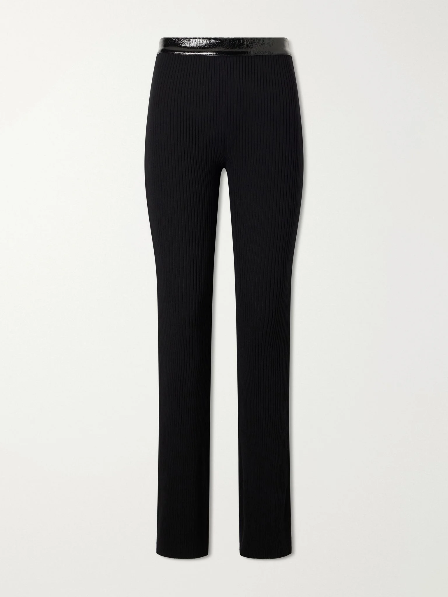 Ribbed flared vinyl pants Black - 1