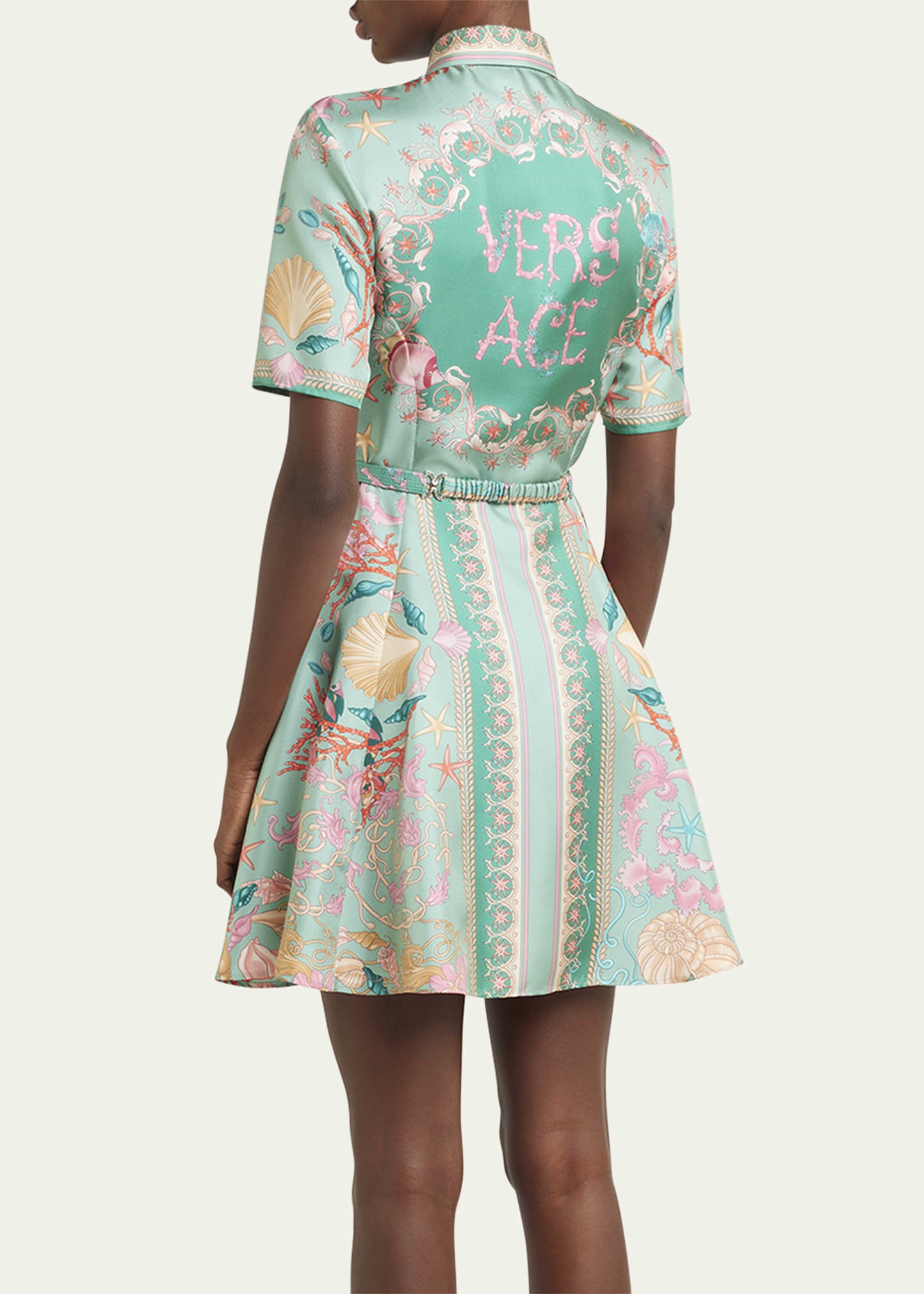 Underwater Barocco Foulard Belted Silk Twill Dress - 3