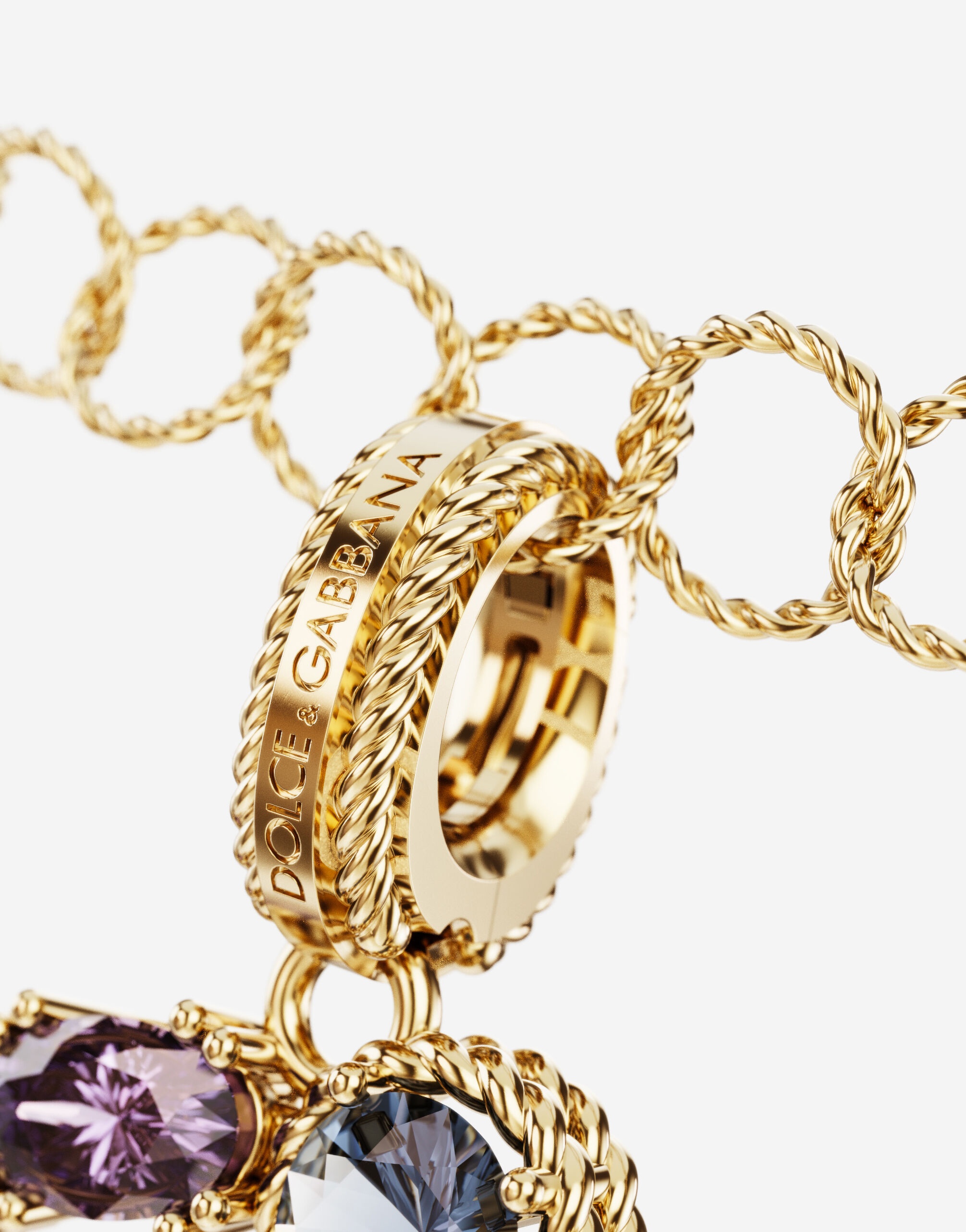 Charm C Lettering 18-carat yellow gold and multicolored gems - 3