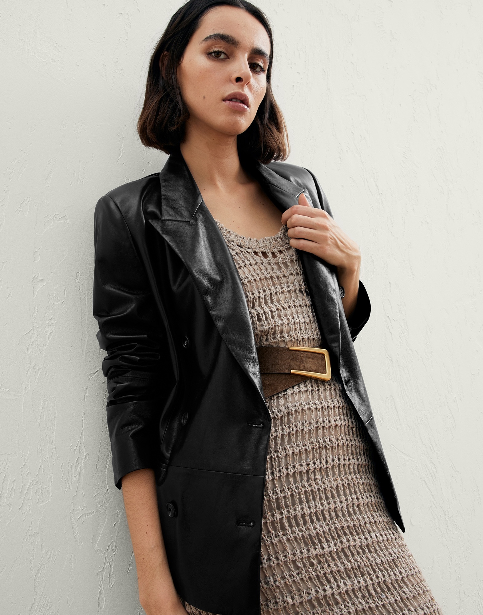 Lux nappa leather jacket with monili - 4