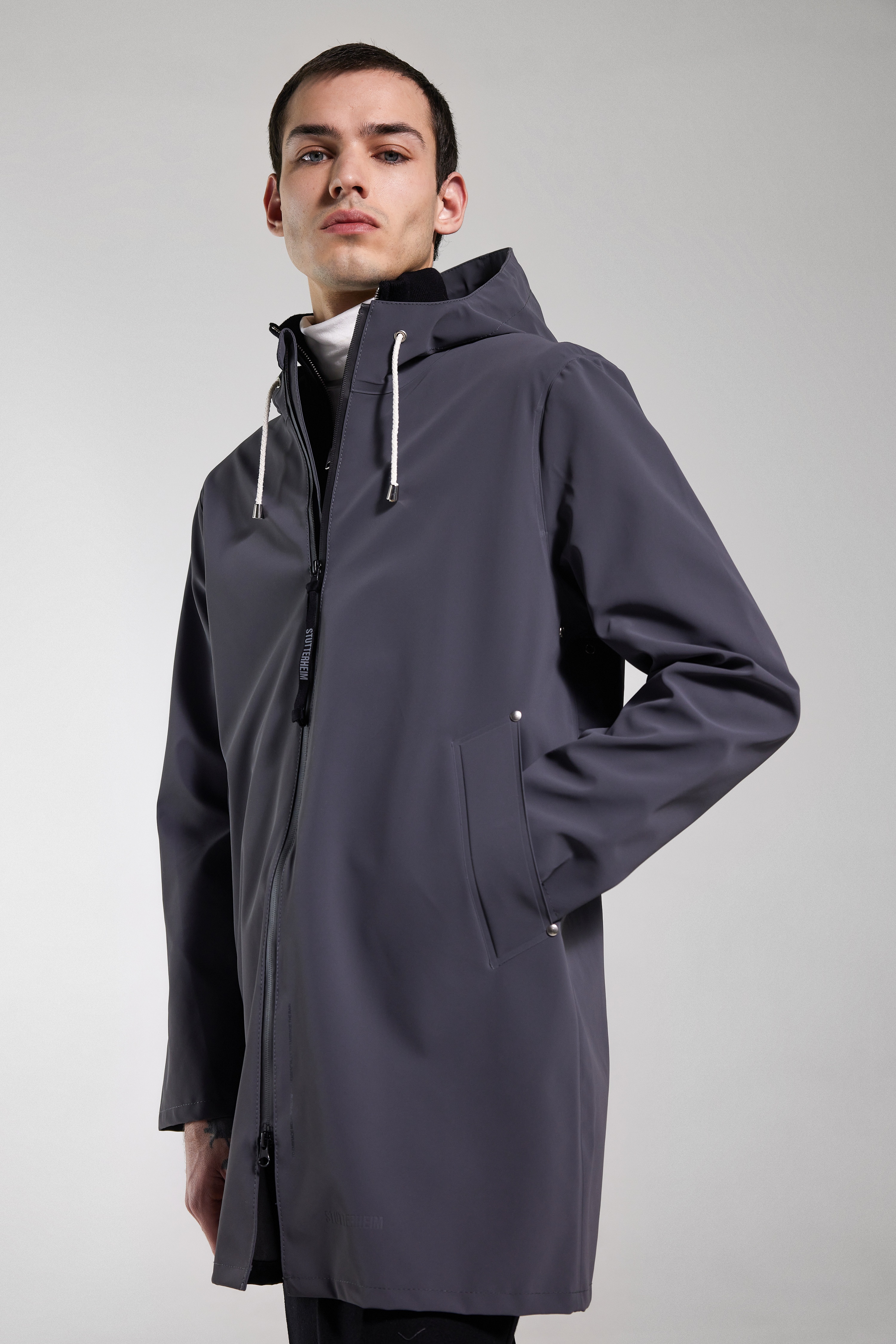 Stockholm Lightweight Zip Matte Raincoat Metal - 5