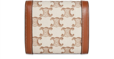 CELINE Small wallet Triomphe in textile with Triomphe print and calfskin outlook