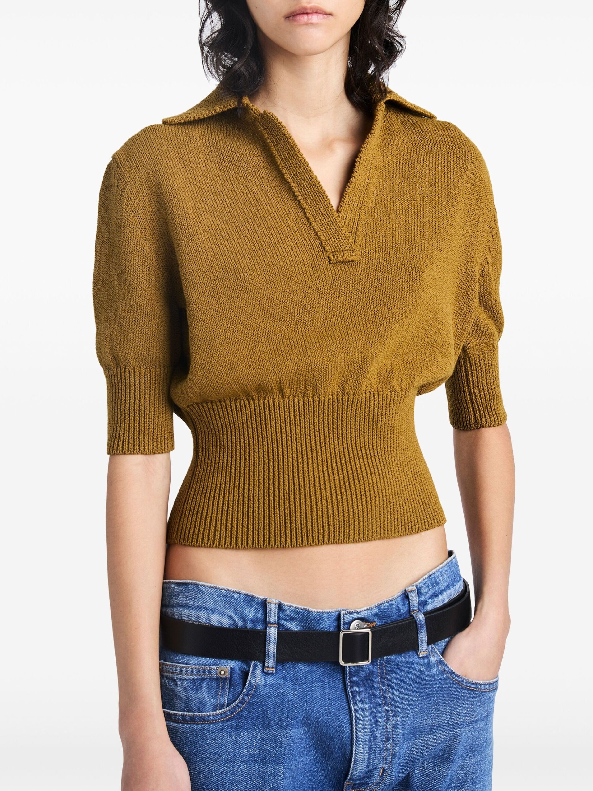 brown Reeve knitted polo top - 6