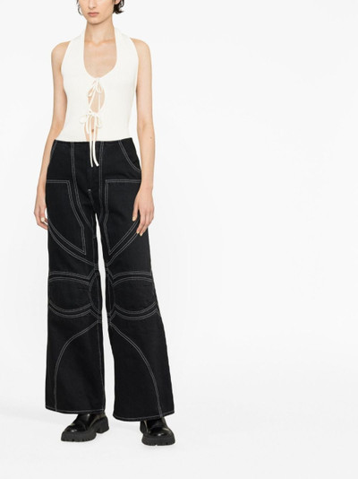 Off-White contrast-stitch wide-leg jeans outlook