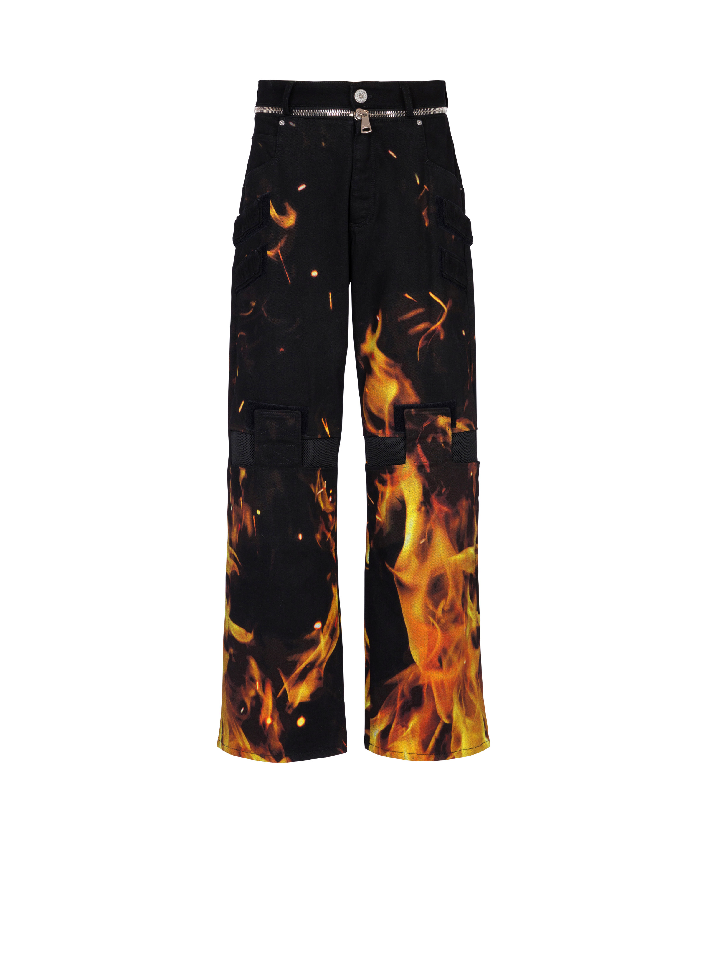 Fire print jeans with inserts - 1